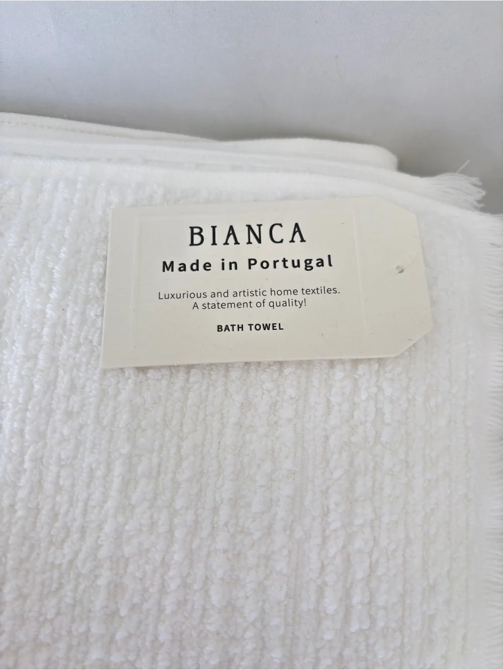 NWT Bianca White Bath Towels Set of 2 Luxury Spa with Frill Made in Portugal
